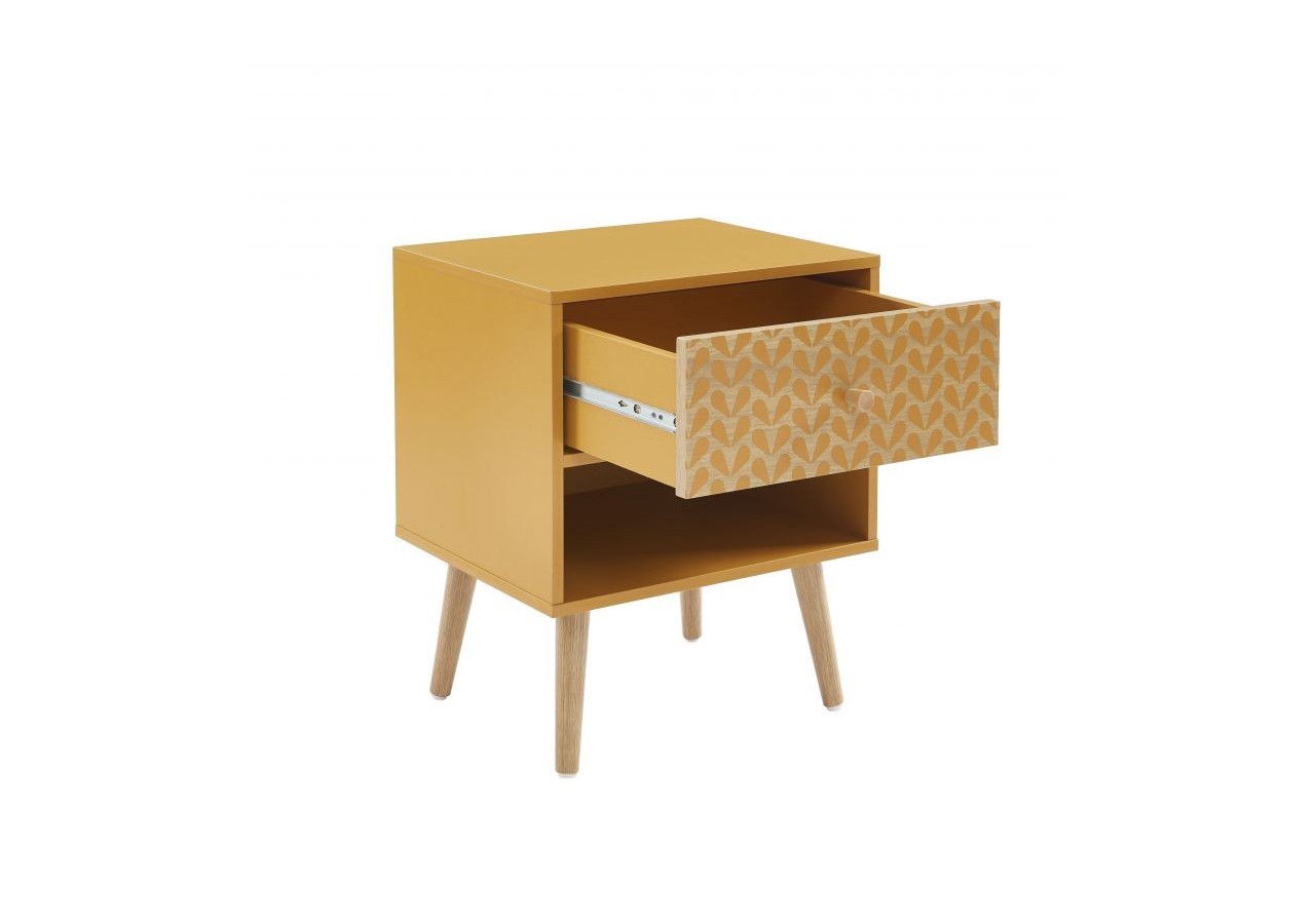 Table de chevet CAPUCINE ocre et effet chêne 40cm