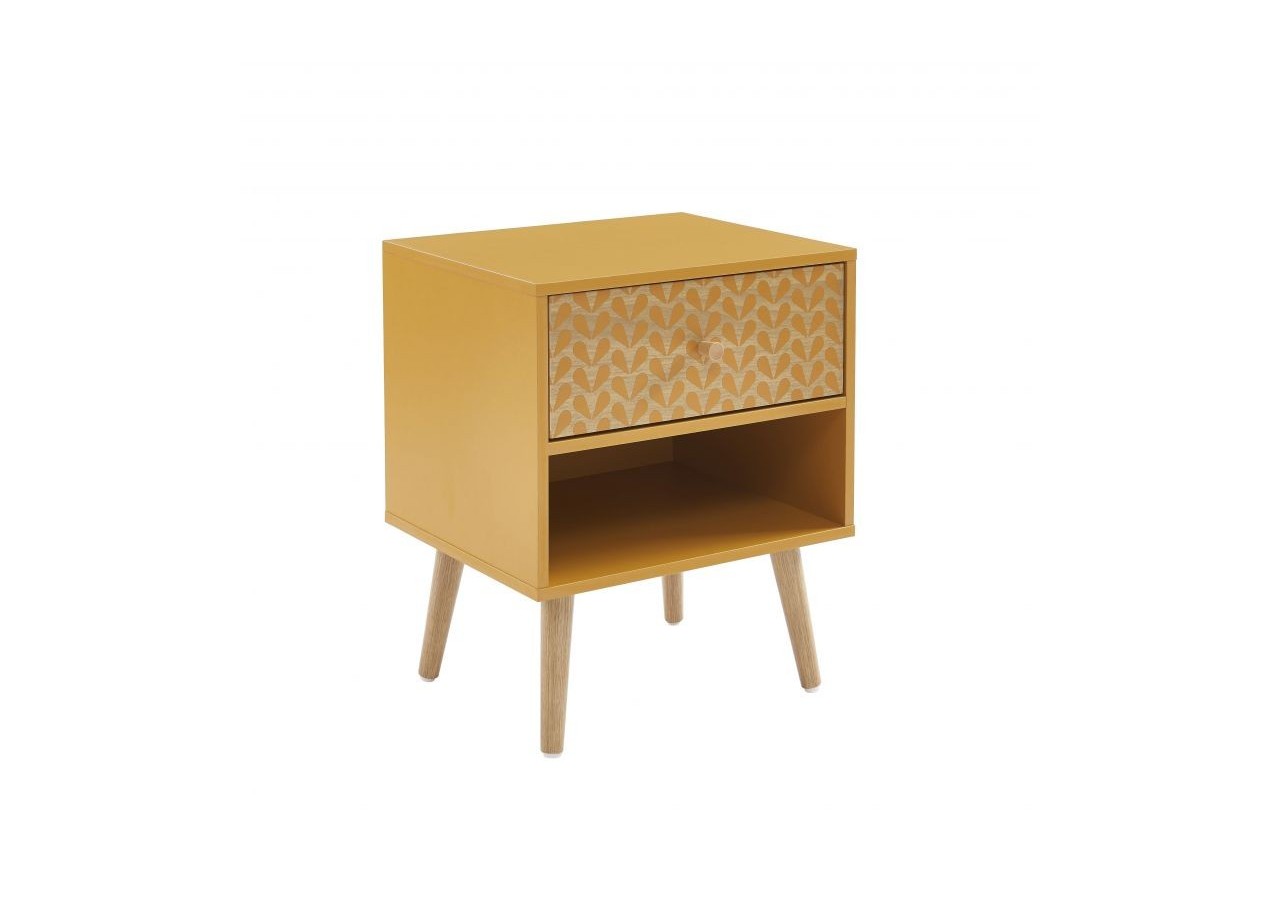 Table de chevet CAPUCINE ocre et effet chêne 40cm