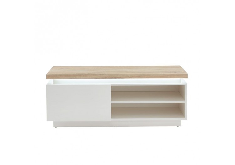 Meuble tv à led COSMOS laqué blanc et effet chêne l120cm