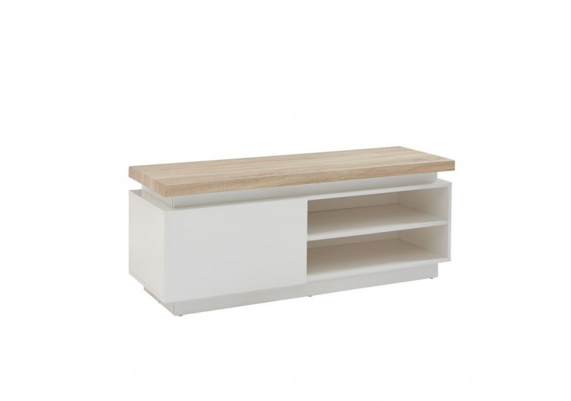 Meuble tv à led COSMOS laqué blanc et effet chêne l120cm