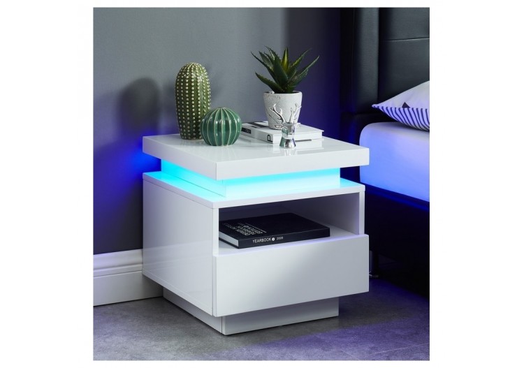 Table de chevet à LED COSMOS Laqué blanc brillant 150cm 2
