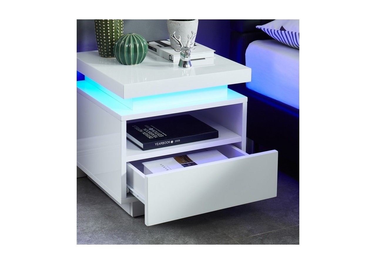 Table de chevet à LED COSMOS Laqué blanc brillant 150cm