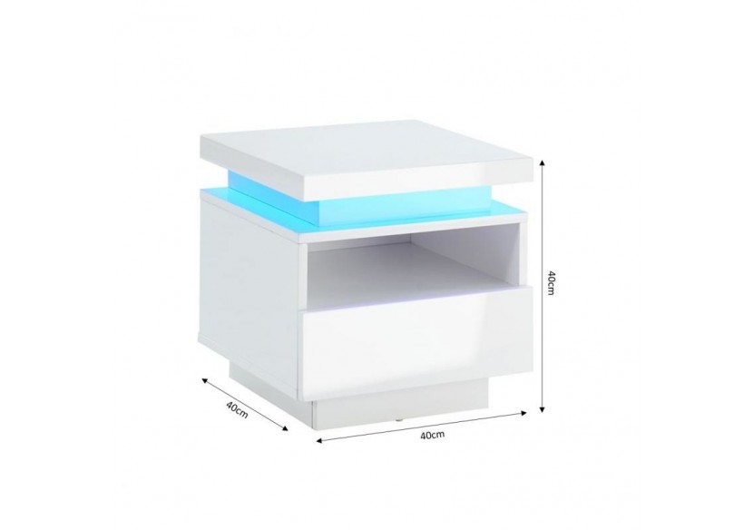 Table de chevet à LED COSMOS Laqué blanc brillant 150cm