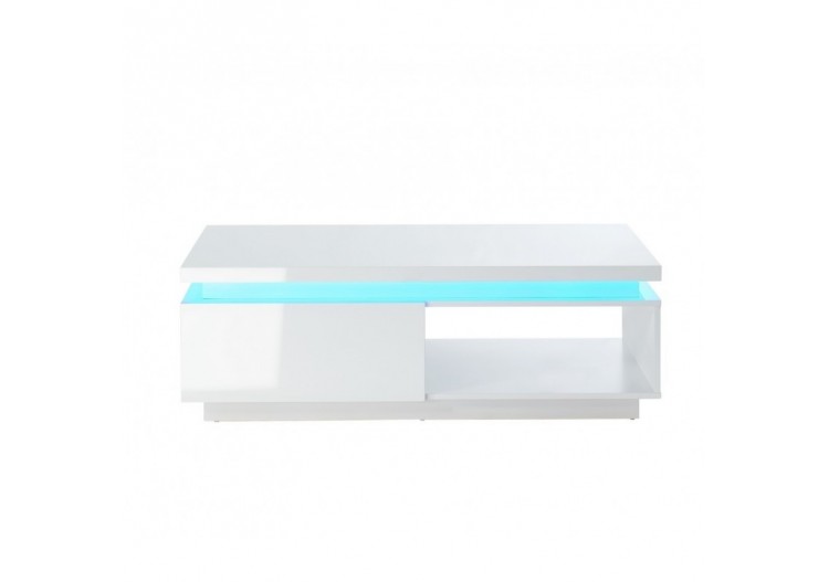 Table basse à LED COSMOS Laqué blanc brillant 120cm