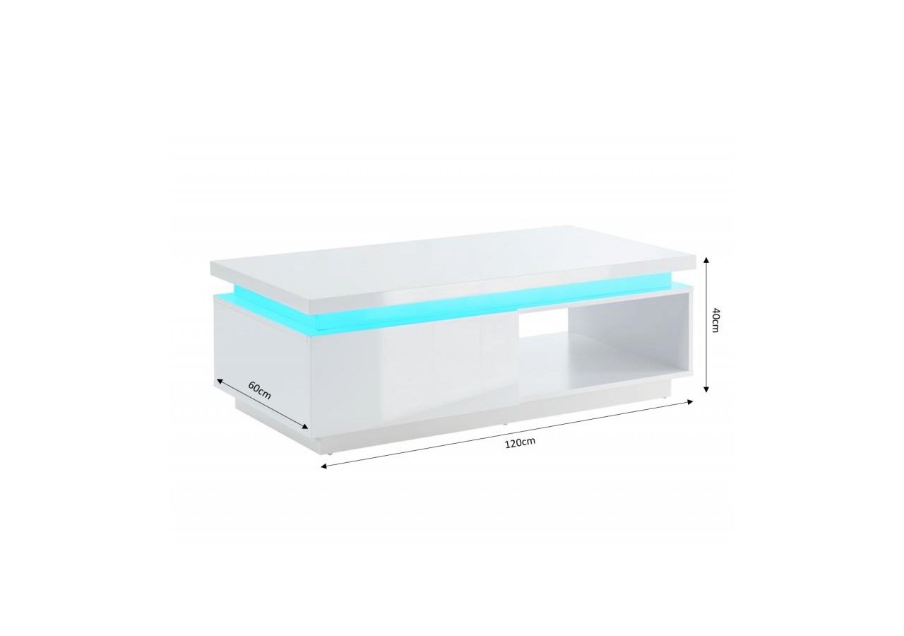 Table basse à LED COSMOS Laqué blanc brillant 120cm