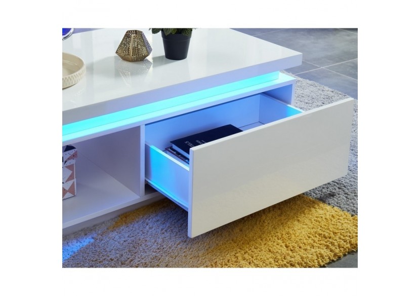 Table basse à LED COSMOS Laqué blanc brillant 120cm