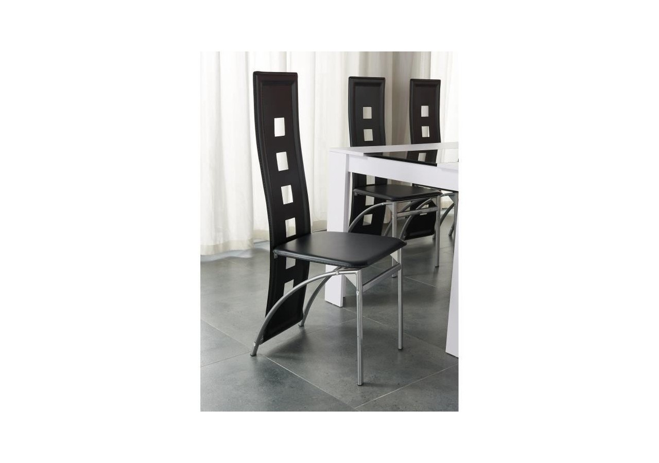 Ensemble repas DAMIA blanc et noir 4 personnes 140cm