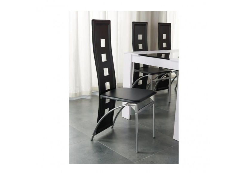 Ensemble repas DAMIA blanc et noir 4 personnes 140cm