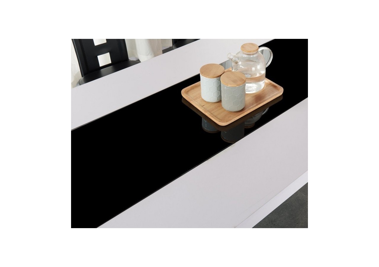 Ensemble repas DAMIA blanc et noir 6 personnes 180cm