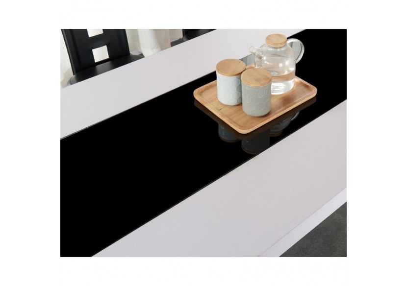 Ensemble repas DAMIA blanc et noir 6 personnes 180cm