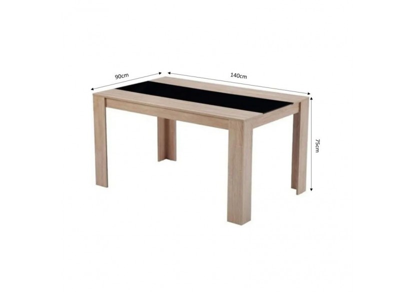 Table de séjour DAMIA noir et effet chêne 140cm