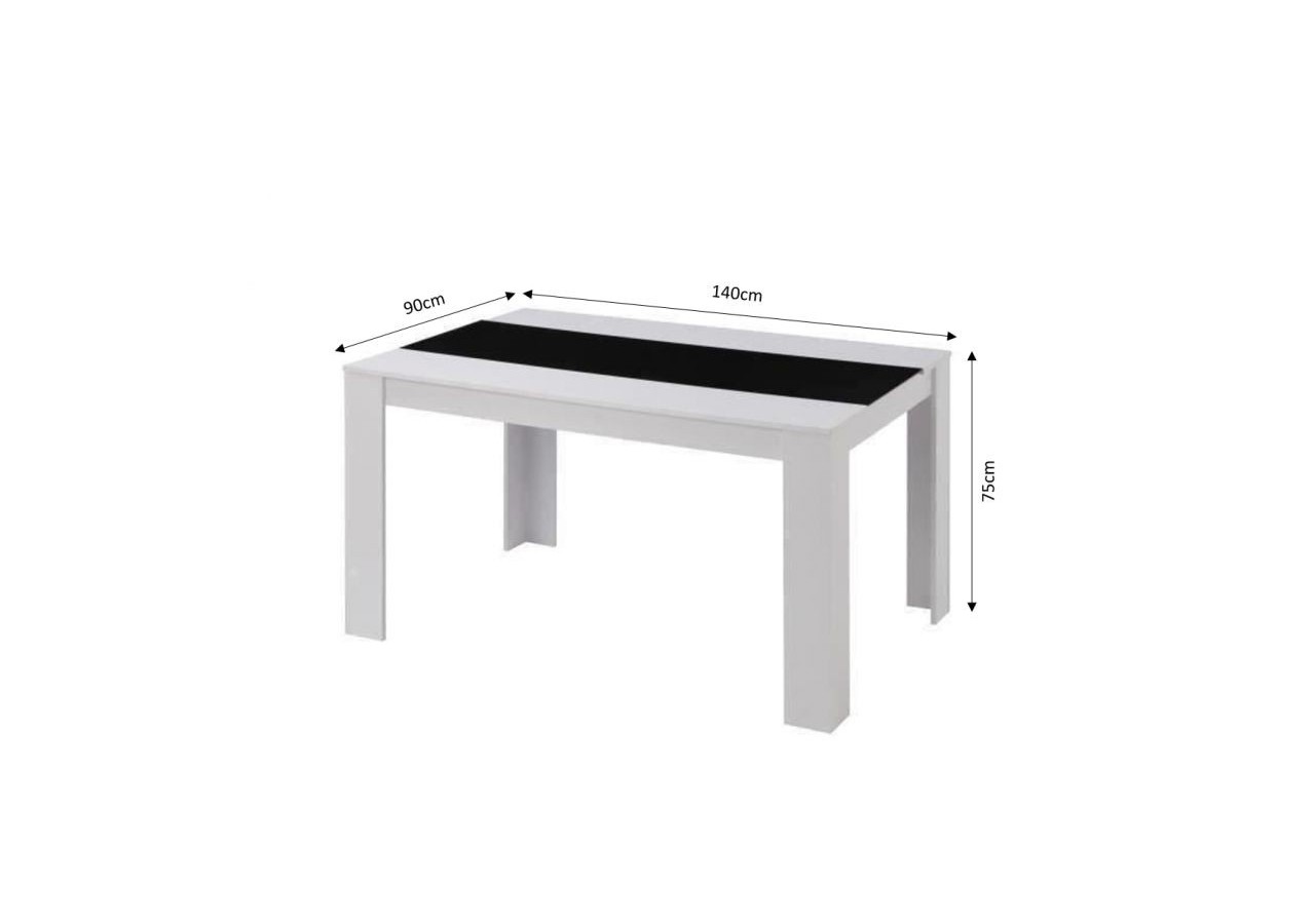 Table de séjour DAMIA noir et blanc 140cm