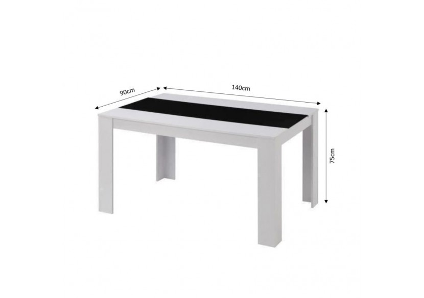 Table de séjour DAMIA noir et blanc 140cm