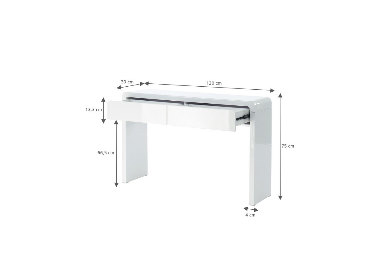 Console DARWIN laqué blanc brillant 2 tiroirs
