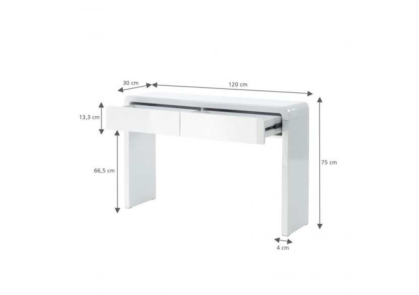 Console DARWIN laqué blanc brillant 2 tiroirs