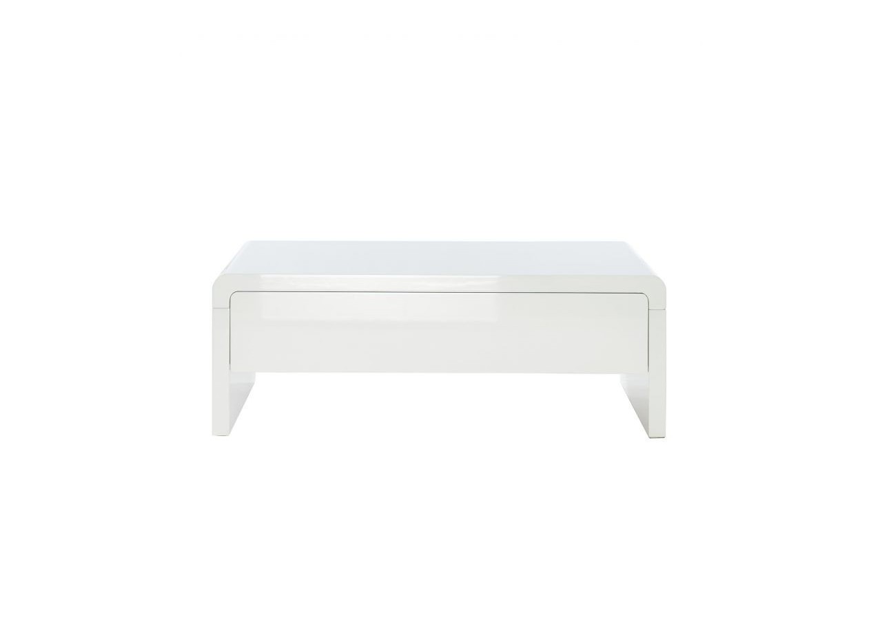 Table basse DARWIN laqué blanc brillant 1 tiroir