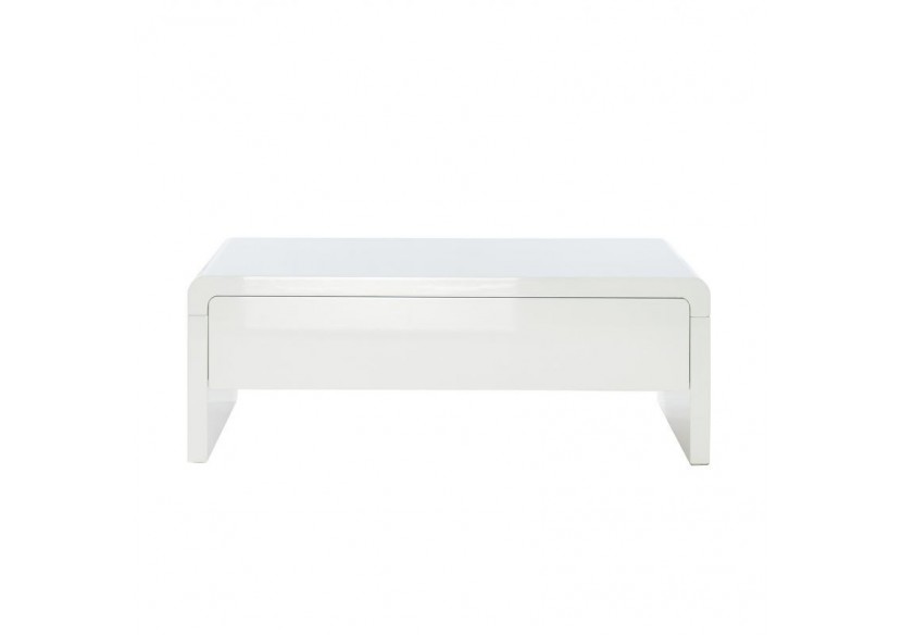 Table basse DARWIN laqué blanc brillant 1 tiroir