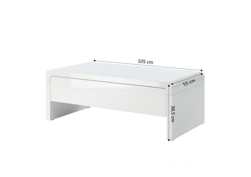 Table basse DARWIN laqué blanc brillant 1 tiroir
