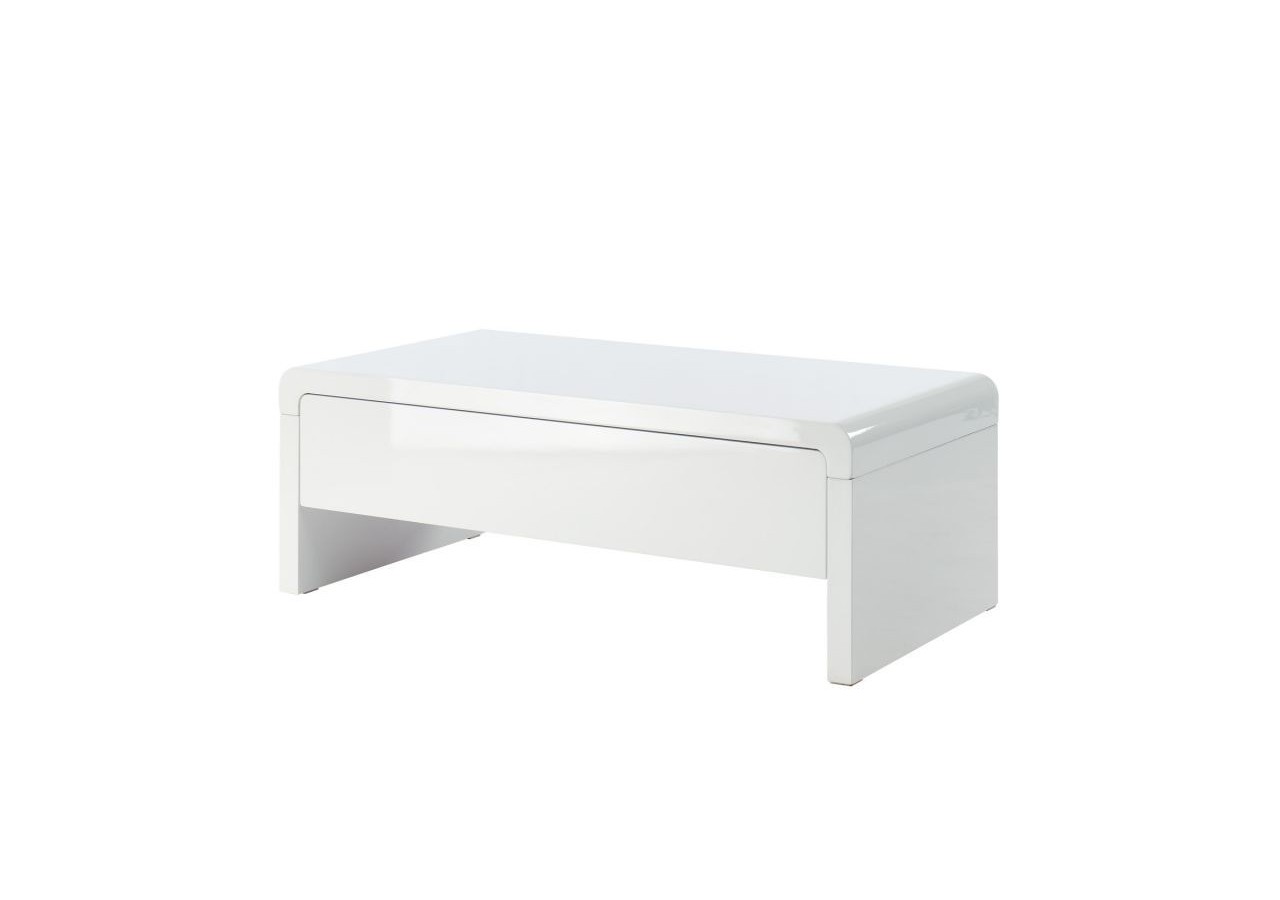 Table basse DARWIN laqué blanc brillant 1 tiroir