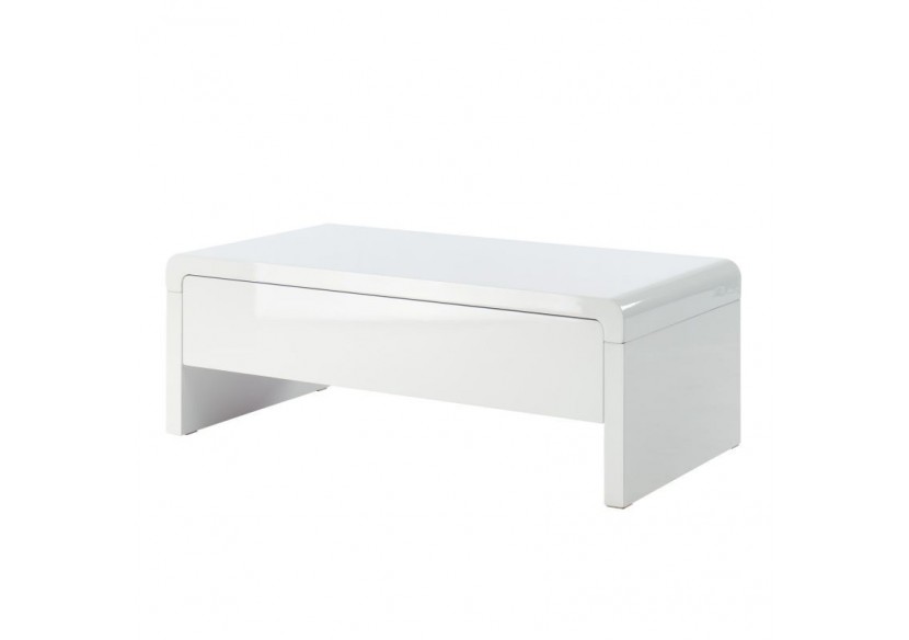 Table basse DARWIN laqué blanc brillant 1 tiroir