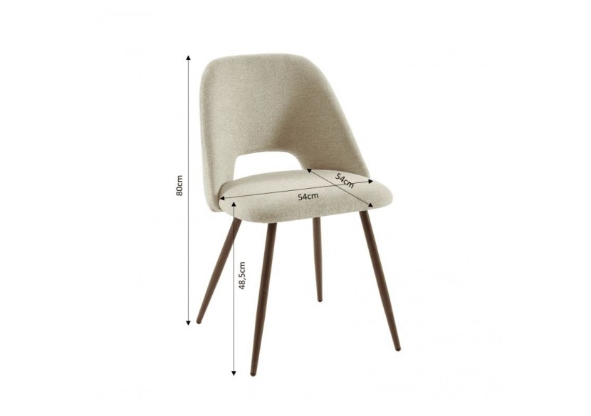 Lot de 2 chaises ELISABETH tissu beige pieds effet chêne Lot de 2 chaises ELISABETH tissu beige pieds effet chêne