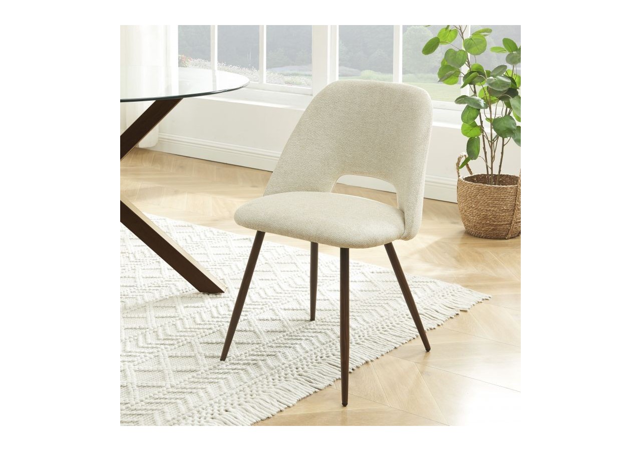 Lot de 2 chaises ELISABETH tissu beige pieds effet chêne