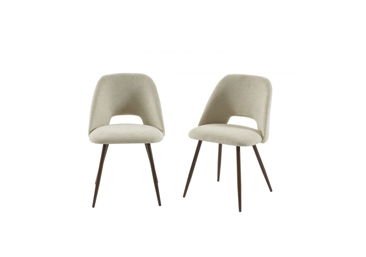 Lot de 2 chaises ELISABETH tissu beige pieds effet chêne