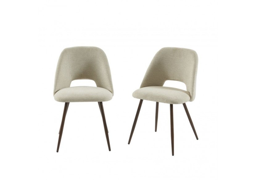 Lot de 2 chaises ELISABETH tissu beige pieds effet chêne Lot de 2 chaises ELISABETH tissu beige pieds effet chêne