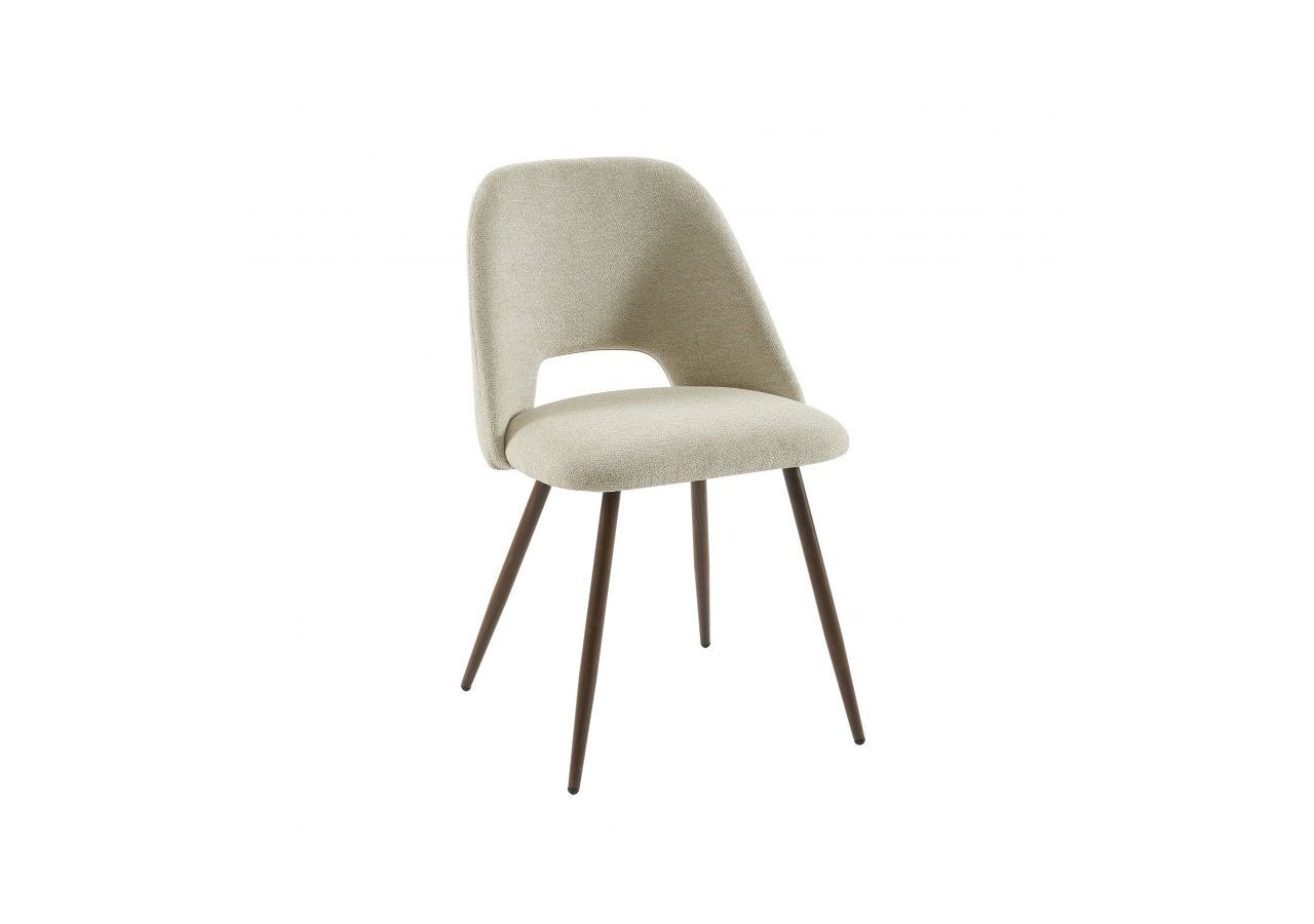 Lot de 2 chaises ELISABETH tissu beige pieds effet chêne