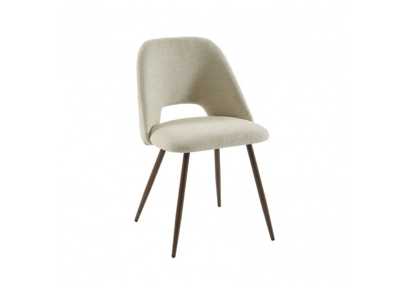 Lot de 2 chaises ELISABETH tissu beige pieds effet chêne Lot de 2 chaises ELISABETH tissu beige pieds effet chêne