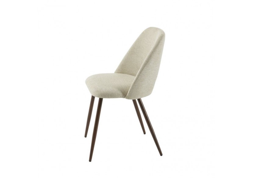 Lot de 2 chaises ELISABETH tissu beige pieds effet chêne Lot de 2 chaises ELISABETH tissu beige pieds effet chêne