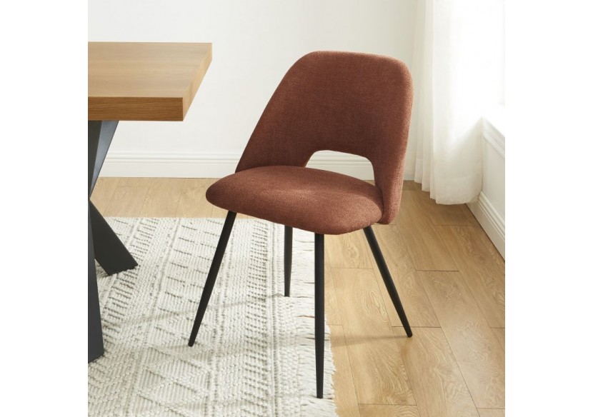 Lot de 2 chaises ELISABETH tissu bordeaux pieds métal noir