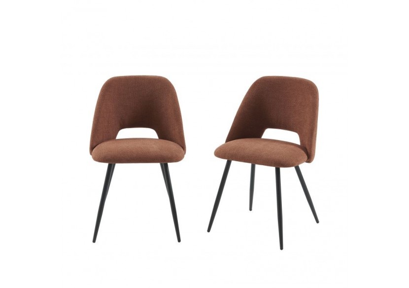 Lot de 2 chaises ELISABETH tissu bordeaux pieds métal noir