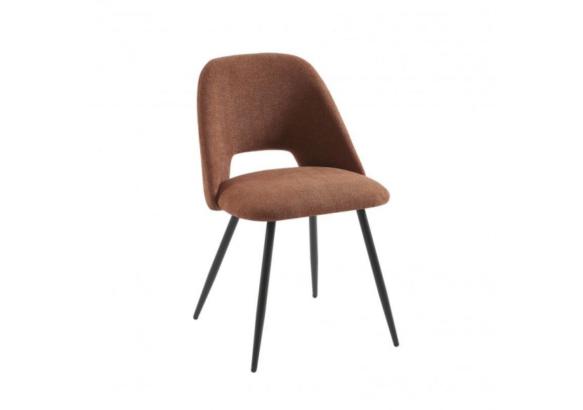 Lot de 2 chaises ELISABETH tissu bordeaux pieds métal noir