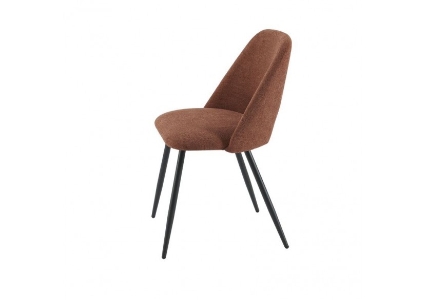 Lot de 2 chaises ELISABETH tissu bordeaux pieds métal noir