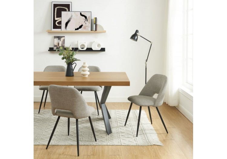 Lot de 2 chaises ELISABETH tissu gris pieds métal noir 2