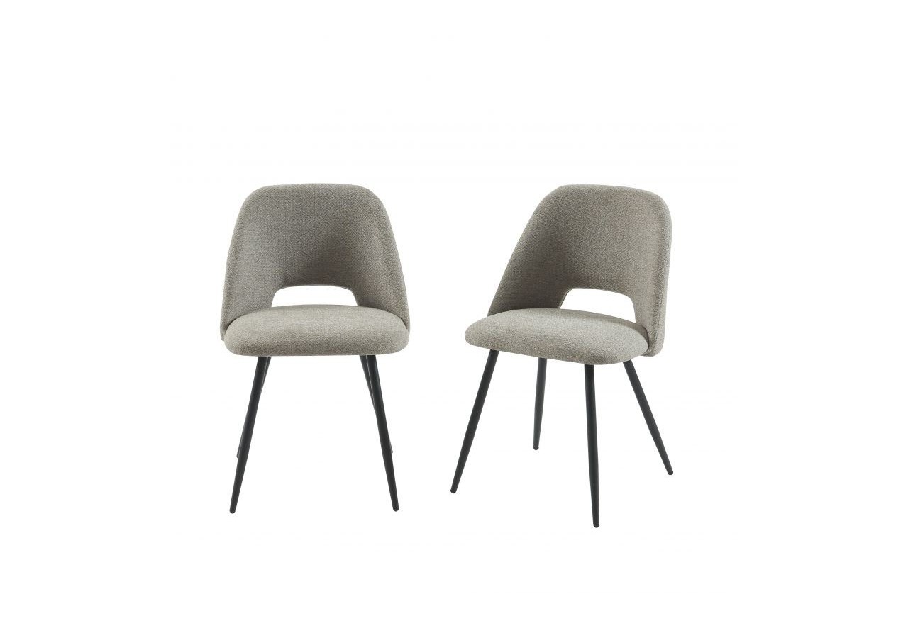 Lot de 2 chaises ELISABETH tissu gris pieds métal noir