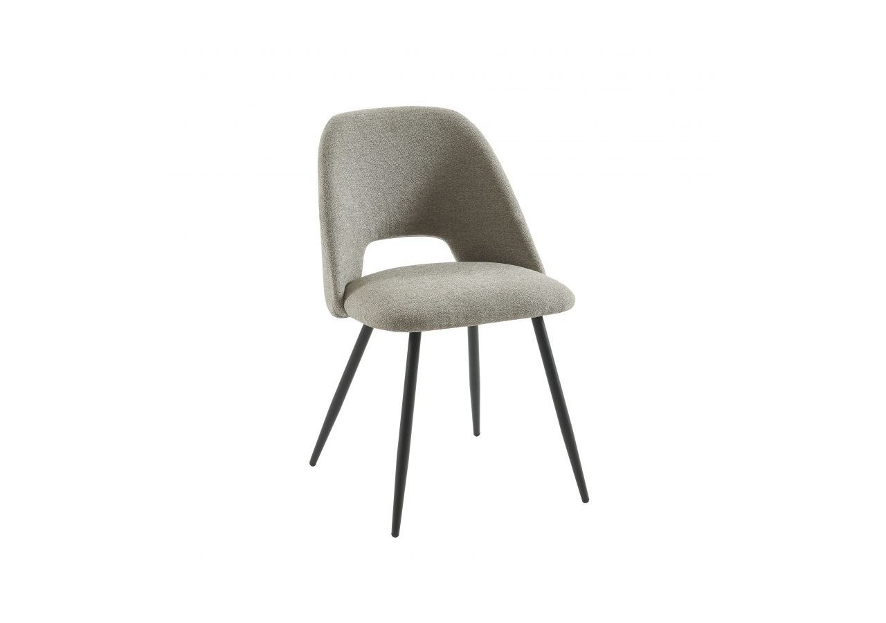 Lot de 2 chaises ELISABETH tissu gris pieds métal noir