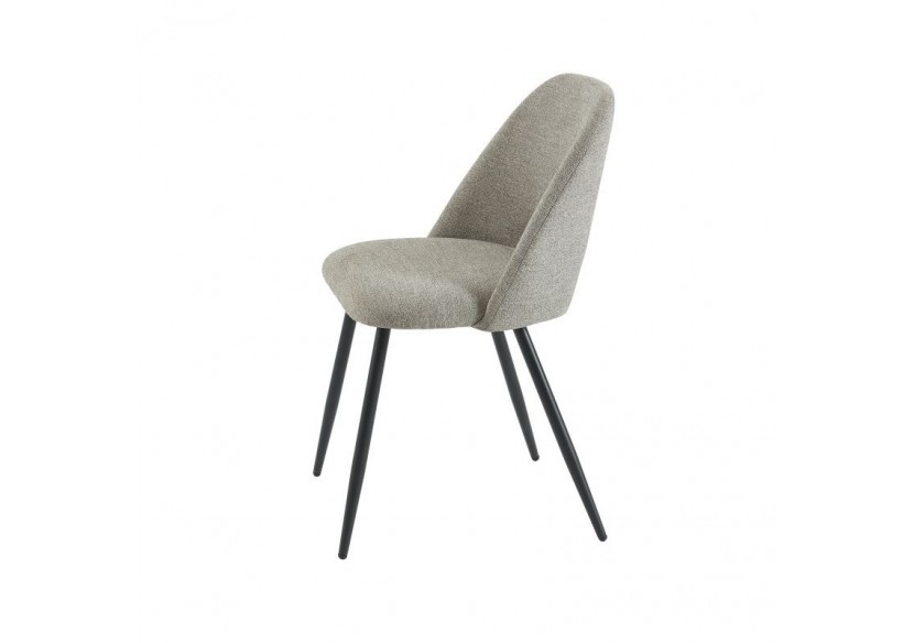 Lot de 2 chaises ELISABETH tissu gris pieds métal noir Lot de 2 chaises ELISABETH tissu gris pieds métal noir