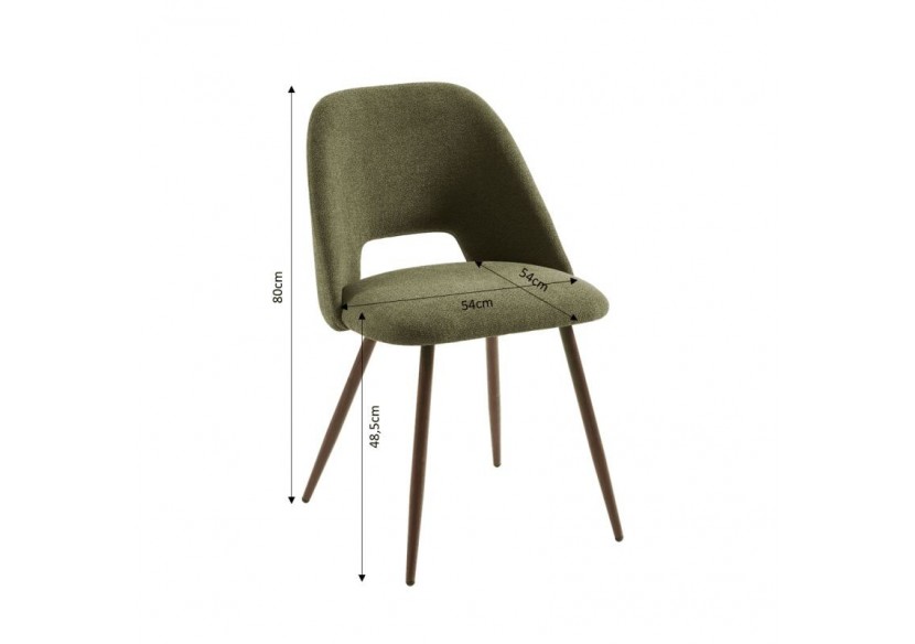 Lot de 2 chaises ELISABETH tissu vert pieds effet chêne