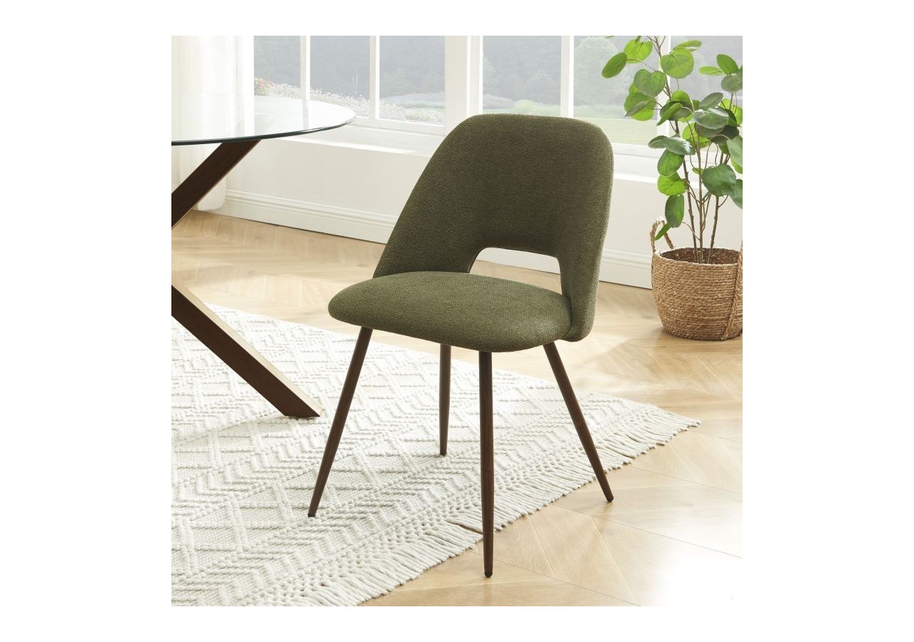 Lot de 2 chaises ELISABETH tissu vert pieds effet chêne