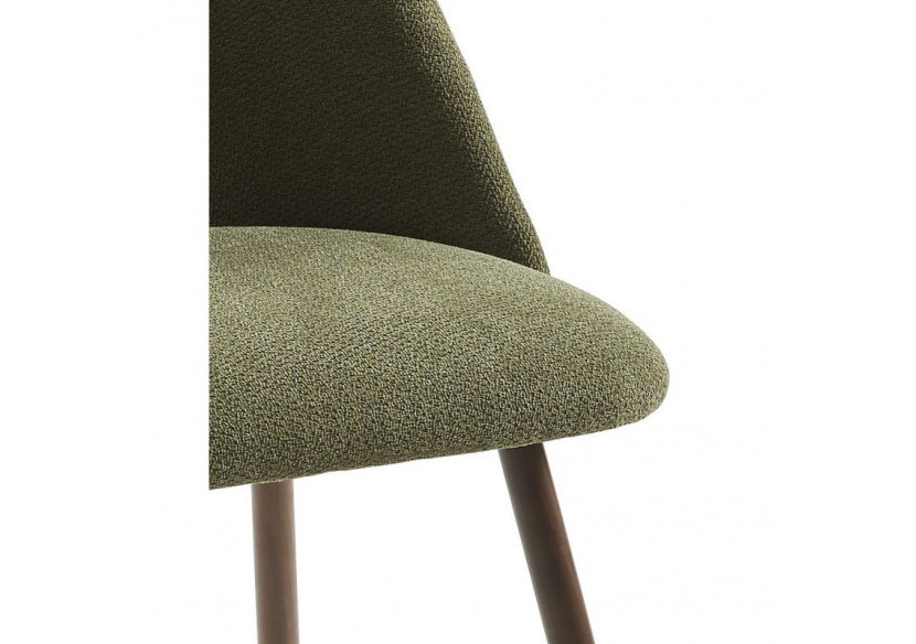 Lot de 2 chaises ELISABETH tissu vert pieds effet chêne