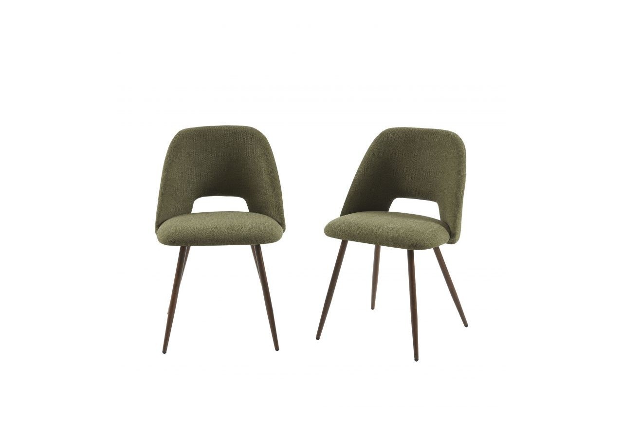 Lot de 2 chaises ELISABETH tissu vert pieds effet chêne