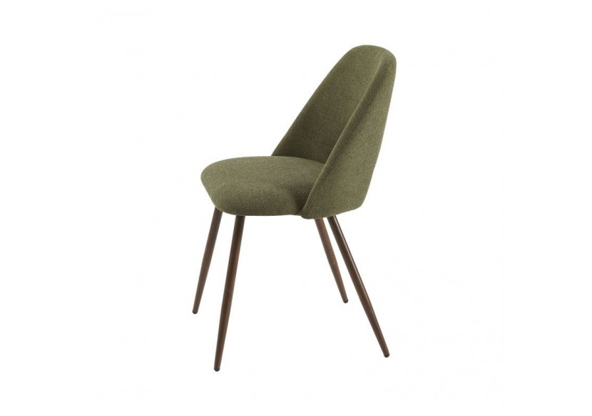 Lot de 2 chaises ELISABETH tissu vert pieds effet chêne
