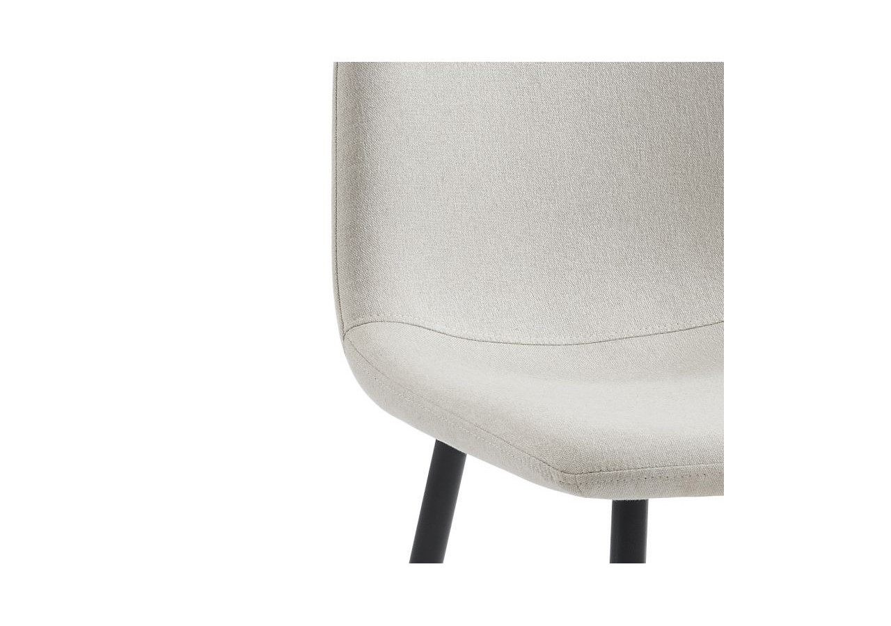 Lot de 4 chaises ESTELLE tissu beige pieds métal noir