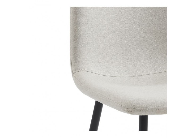 Lot de 4 chaises ESTELLE tissu beige pieds métal noir