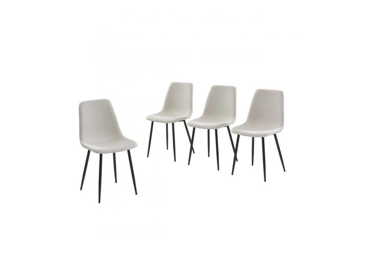 Lot de 4 chaises ESTELLE tissu beige pieds métal noir