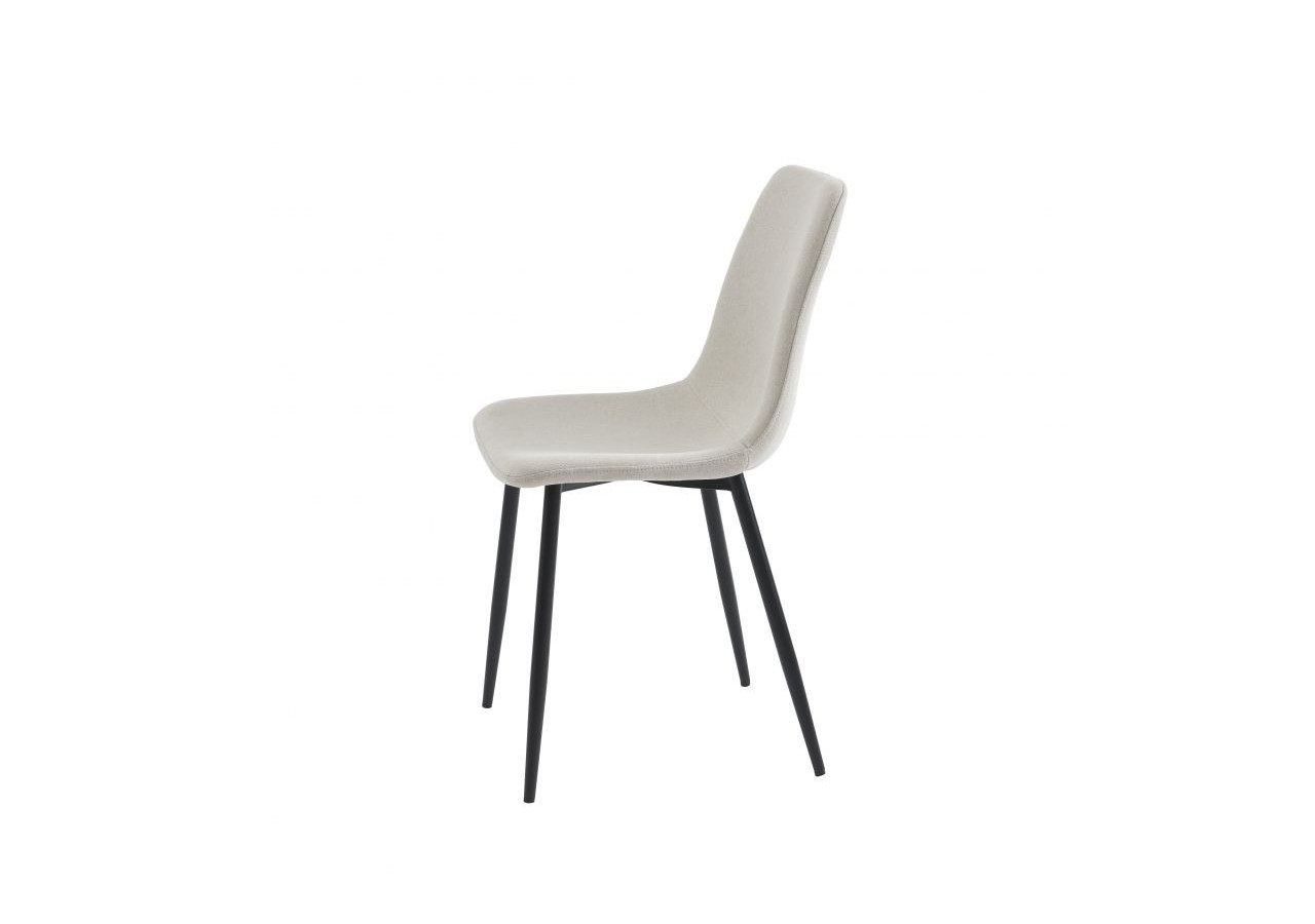 Lot de 4 chaises ESTELLE tissu beige pieds métal noir