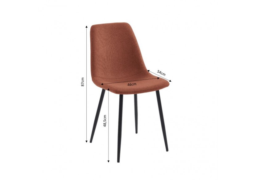 Lot de 4 chaises ESTELLE tissu bordeaux pieds métal noir