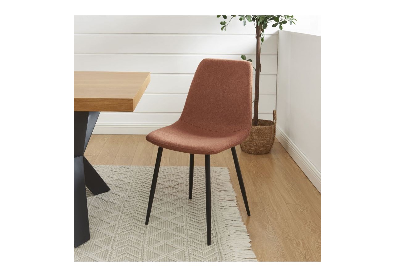 Lot de 4 chaises ESTELLE tissu bordeaux pieds métal noir